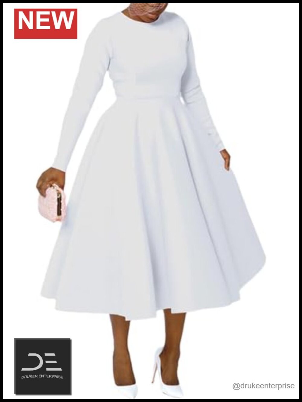 Women's Vintage Swing Maxi Dress Long Sleeve A-Line Casual Party Cocktail